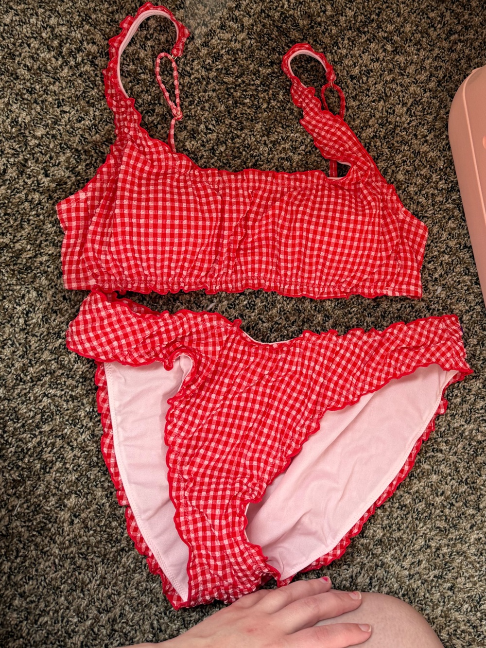 Wild fable XL red gingham swim suit